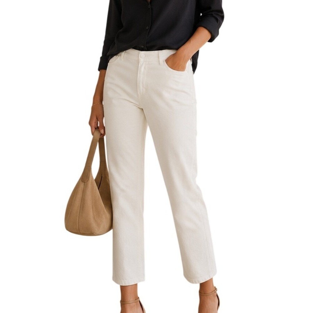 White House Black Market Perfect Form Slim Ankle‎ Pants Ivory Off White 6S Small